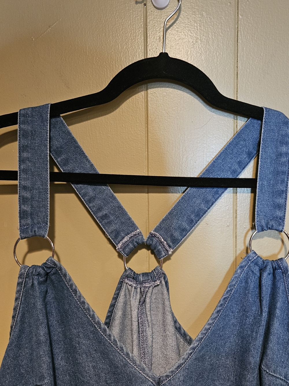 Women's Plus Size 4X Denim Look Maxi Dress Blue Sleeveless Cross Back - Picture 3 of 5